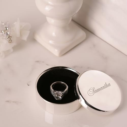 Cherished Moments Personalized Round Jewelry Box with Name - color: Silver-Name