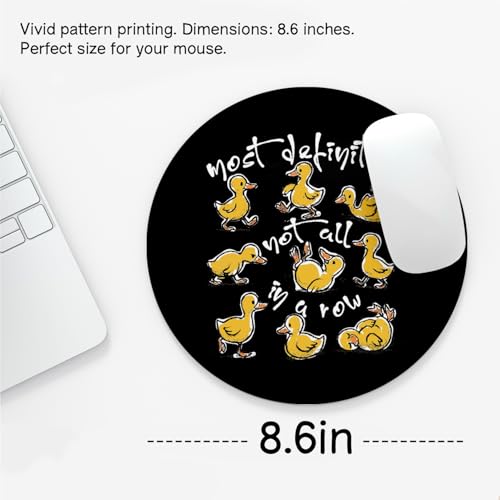 Black Funny Duck Round Kawaii Mouse Pad for Desk, Small Mouse Pad Cute, Duck Gifts for Duck Lovers Desk Accessories, Office Gifts for Coworkers, Girly Office Decor 8.7x8.7 Inch - color: Delightful Ducks