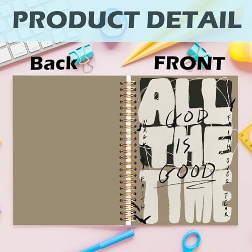 Christian Spiral Notebooks, God Is Good All the Time Bible Journaling Notebook, Religious Journals for Writing, Bible Notebook for Note Taking, Christian Gifts for Women Men, 5.5x8.3 Inch - color: brown