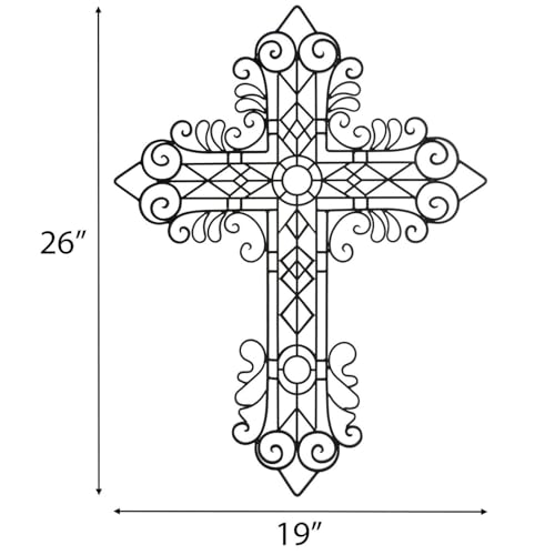 Hobby Lobby Black Metal Wall Cross, Ornate Scrollwork Design