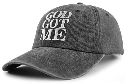 God Got Me Christian Hats for Men Women, Jesus Saves Baseball Cap - color: Embroidered Black