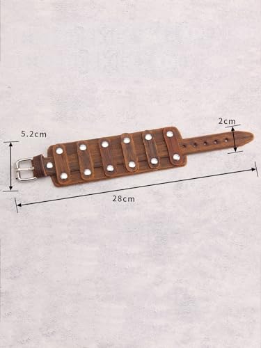GelConnie Leather Cuff Bracelet Punk Braided Bracelets Rock Leather Wristbands Faux Mens Leather Bracelet Gothic Viking Bangle Adjustable Wrap Bracelet for Women,Men - color: Brown Leather Cuff