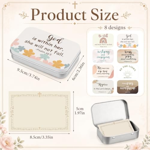 144 Pcs Prayer Box Set, 24 Tins, 120 Prayer Cards, Christian Gifts Bulk - style: Bohemian