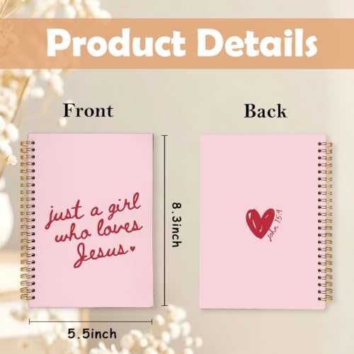 Christian Spiral Notebook for Women,Just a Girl Who Loves Jesus A5 - color: Bible-John 15:9