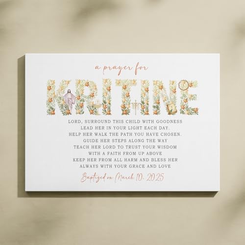 Personalized Baptism Gift For Girl, Baby Boy Gift, Affirmation Baptism Sign, Baptism Sign Dedication, Baptism Gift For Boy and Girl Ideas, Custom Cross With Name and Date Sign Decor Design 18 - color: Design 8