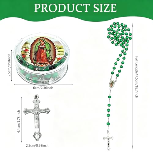 24Pcs Rose Scented Catholic Rosaries Necklaces Rosary Beads Necklace - color: Green