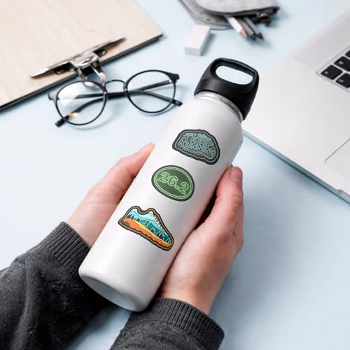 Running Stickers 34 Pack Neon, Water Bottle and Laptop Decals, Marathon - style: Neon