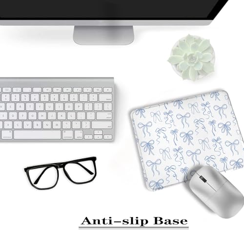 Coquette Blue Bow Mouse Pad, Preppy Girly Blue Aesthetic Mousepads for Wireless Mouse Computers Laptop Desk Accessories, Coquette Preppy Office Supplies, 9.5x7.9 Inch - color: colour 9