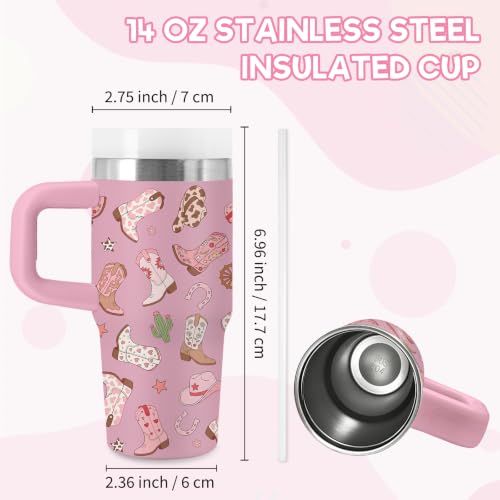Cowgirl Gifts for Girls - Kids 14 oz Tumbler with Handle and Straw, Stainless Steel Insulated Cowgirl Cup, BPA Free Tumblers Birthday Gift for Horse & Outdoor Lover, Sports, Travel (Pink) - color: Cowgirls1