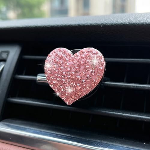 4Pcs Cute Car Vent Clips for Women Pink Bling Air Fresheners with Cross and Heart Y2K Luxury Car Accessories Couture Style Decorations Girly Clip Decor Freshener for Girls