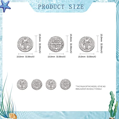 30pcs Round Religious Spacer Beads Antique Silver Alloy San Benito Loose Beads for DIY Rosary Necklace Bracelet Earring Jewelry Making Supplies