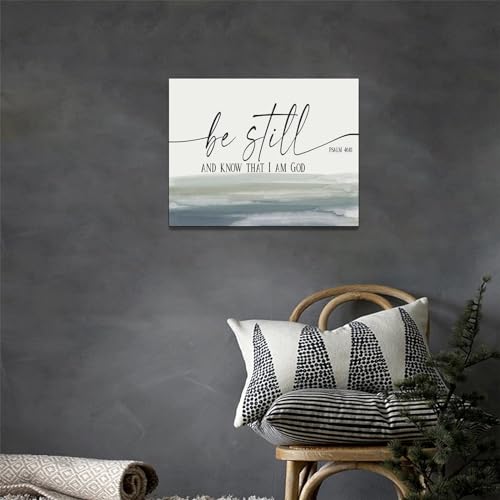 Large Christian Wall Art Bible Verse Psalm Pictures Wall Decor Be Still and Know That I Am God Canvas Painting Print Modern Home Decor Artworks Framed for Living Room Bathroom Bedroom Church 12"x16" - color: Be Still, size: 16"L x 12"W