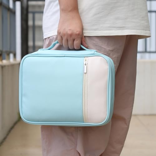 GERMUN Bible Cover with Durable Handle, Carrying Book Case Church Bag Bible, Protective with Zippered Pocket, Bible Accessories Supplies, Book Protector for Book Lovers, WhiteBlue - color: White&Blue