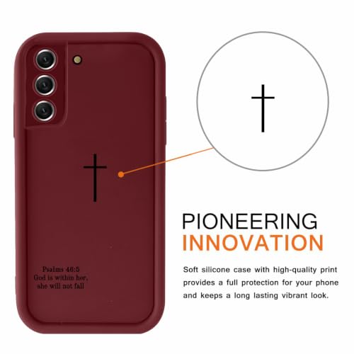 Jesus Phone Case for Samsung Galaxy S21 FE(5G), Aesthetic Christian Bible Verse Cross Pattern, Trendy Design for Women Girls Men, Shockproof Soft Silicone Cover for Samsung S21 FE 6.4", Red - color: Red, size: Samsung Galaxy S21 FE(5G)