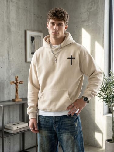 Christian Hoodies for Men Faith God's Cross Jesus Hoodie - color: Apricot1, size: Small