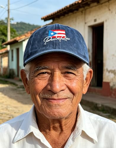 Best Cool Dad Hats for Men Women Baseball Cap - color: Puerto Rico Flag Washed Blue