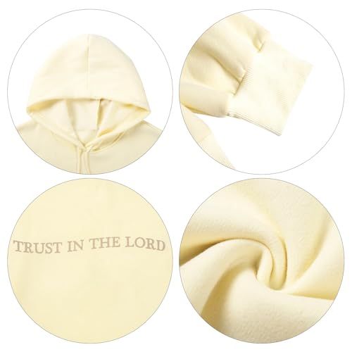 UNIQUEONE Trust in the Lord Christian Hoodies - Faith Religious Graphic Sweatshirts Women Bible Verse God Pullover Tops - color: Apricot, size: Small