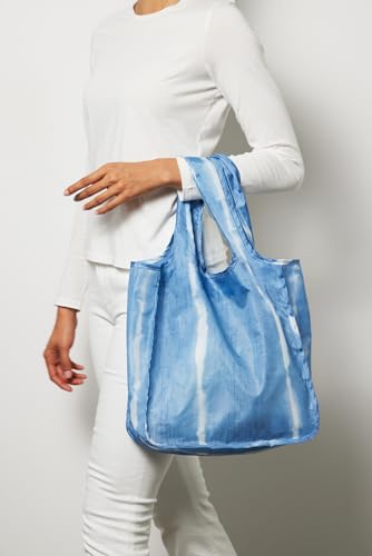 Pure Sage Reusable Grocery Bag - Stylish Shopping Bags for Groceries - Foldable Tote Bag - color: Indigo Mood