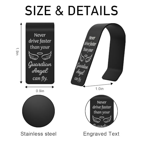 Never Drive Faster Than Your Guradian Angel Visor Clip for Cars - color: black