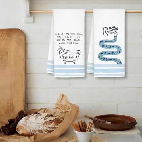 Kids Bathroom Decor Hand Towels for Bathroom,Toddler Bathroom Decor,Religious Bible Verse Scripture Blue Bathtub Tap Decorative Hand Towels for Room, Set of 2 - color: Bathroom