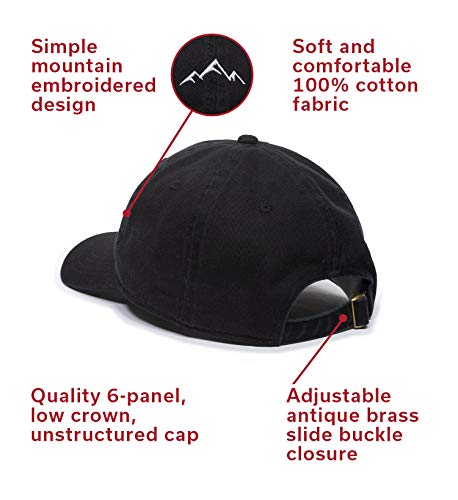 Outdoor Cap Mountain Embroidered Dad Hat Adjustable Soft Cotton Polo Style Unstructured Baseball Cap for Men & Women - color: Black