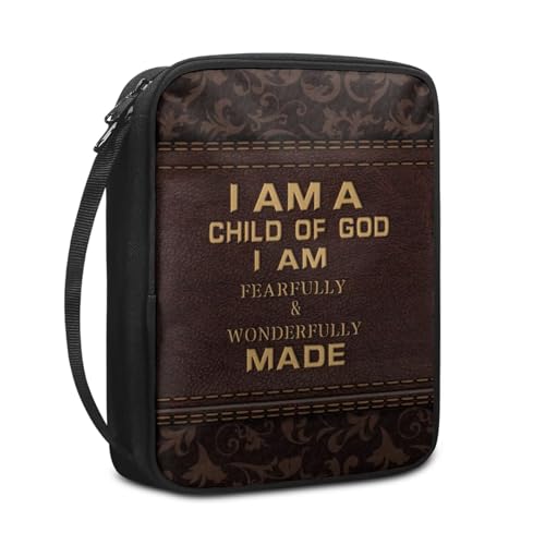 Brown Bible Cover for Women Men,Retro Floral Bible Case Bible Bag with Handle - color: Brown
