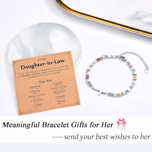 Christian Gifts for Women Girls, Religious Cross Bracelet - color: Daughter-in-Law