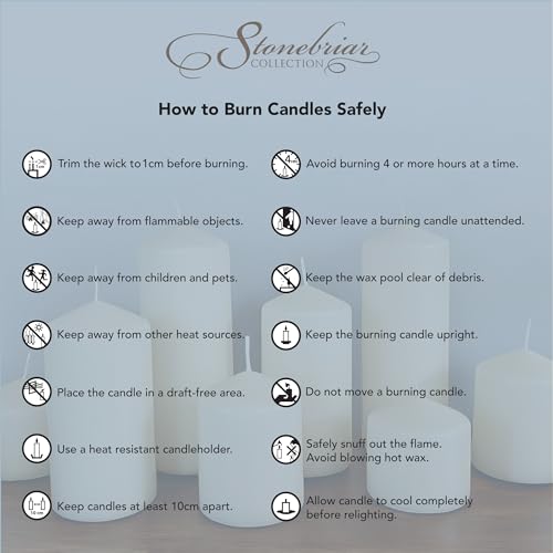 Stonebriar 3 Pack Tall 3 x 8 Inch 80 Hour Long Burning Unscented White Wax Pillar Candles - size: 3 x 8 inches, style: Pack of 3