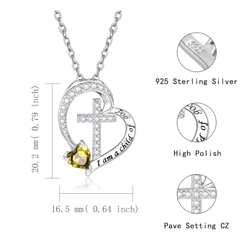 MANBU Sterling Silver Cross I am a Child of God Necklace for Girls - style: 08-August