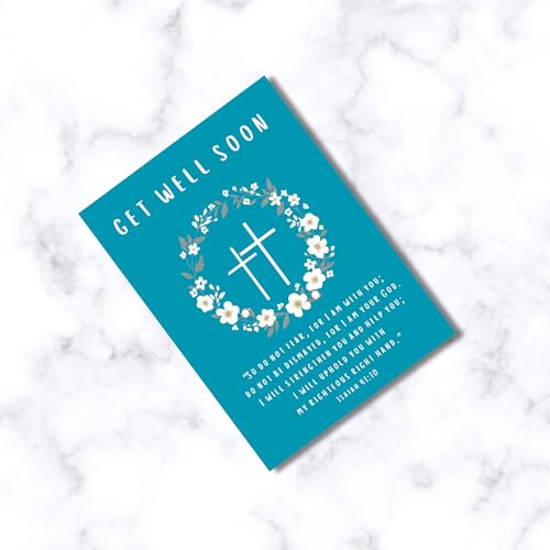ARK & BAY Christian Get Well Soon Greeting Card | Flower Butterfly Cross Design | Isaiah 41:10 Bible Verse | Scripture Card For Illness, Accident For Men and Women of Faith (Isaiah 41:10) - color: Isaiah 41:10