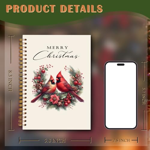 Exqcom Christmas Red Cardinal Spiral Notebook Gifts, Winter Red Holly Berries Botanical Bird Holiday Journal for Women, Merry Christmas Hardcover Notebook Journal Office School Supplies, 5.5x8.3 Inch - color: white Bible Notebook-H