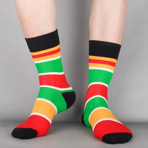 Jeasona Mens Socks Funny Fun Crazy Dress Crew Colorful Gifts for Men - color: Multicolored Stripe1110 12 Pairs