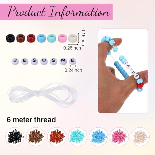 Mowouhn 45 Set Religious Bead Wristband Craft Kit Boho Colored Beads Letter - color: Boho