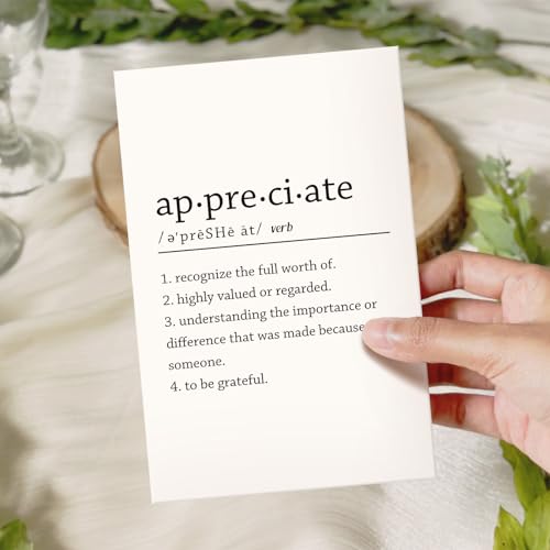 Ogeby Appreciate Definition Card for Man Woman, Funny Thank You Card for Teacher Boss Friend Family, Gratitude Gift, Words Aren't Enough To Express How Much We Appreciate You - color: #622
