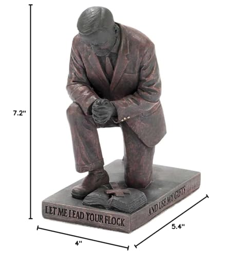 Dicksons Lead Your Flock Praying Pastor 5 inch Bronze Resin Stone Table Top Figurine - style: Lead Your Flock Praying Pastor