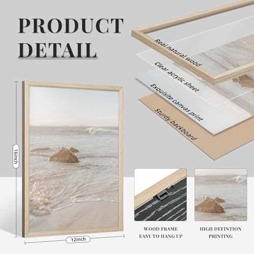 Lhoiplme Coastal Wall Art Beach Pictures Ocean Canvas Wall Art Decor Boho Beach Decor Ocean Beachy Prints Coastal Aesthetic Artwork Painting for Bedroom Living Room 12x16 Inch Framed Set of 3 - color: Seaside Beach Prints, size: 12x16 Inch Framed