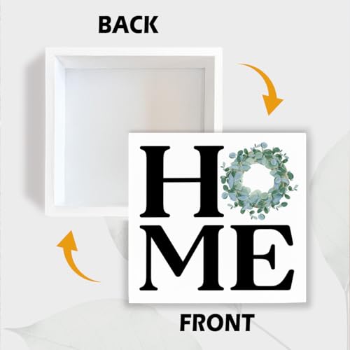 Farmhouse Home Decor, Home Wood Signs, Entryway Wall Art, Family Room Sign, Housewarming Gift, Box Sign Decor Tabletop, Living Room Decoration, Hallway Decoration, 5.1x5.1inches - color: Home 13