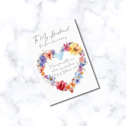 Christian Wedding Anniversary Card For Husband or Wife | Religious Wedding Milestone Anniversary Greeting Card For Couples with Inspiring Scripture and Bible Verses (Husband. Song Of Solomon 3:4) - color: Husband. Song Of Solomon 3:4