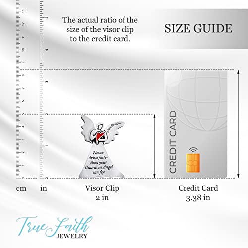 True Faith Jewelry Pewter Granddaughter Never Drive Faster Than Your Guardian Angel Can Fly Visor Clip, New Driver Gifts from Grandma and Grandpa, Fine Pewter (92% Tin), 2 x 1-5/8 Inch - size: Grandaughter Angel 3