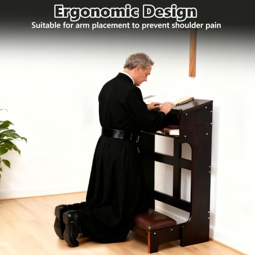 lukar Folding Prayer Kneeler, Wood Kneelers for Praying with Storage Drawer