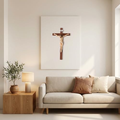 TALPGOD Crucifix Wall Cross 21 Inch,Jesus Cross Home Décor,Jesus Statue Catholic Hanging Cross for Wall Art,Religious Wall Crucifix Decor,Crucifijos Catolicos Cross Wall Decor - size: 21 inches