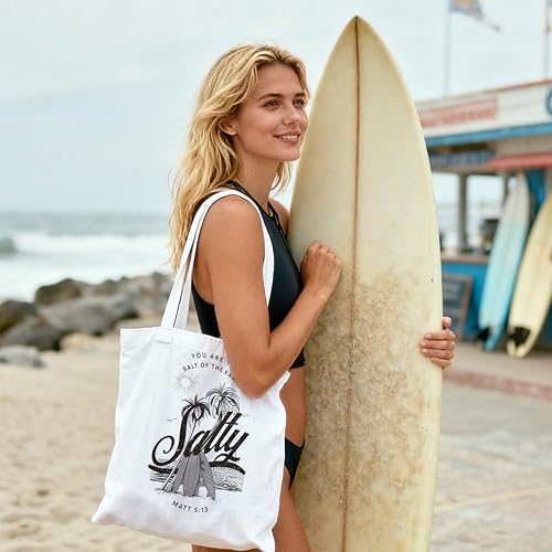 Canvas Tote Bag for Women, Wide Comfortable Strap, Lightweight Eco-Friendly Beach & Shopping Tote - color: Beach 7