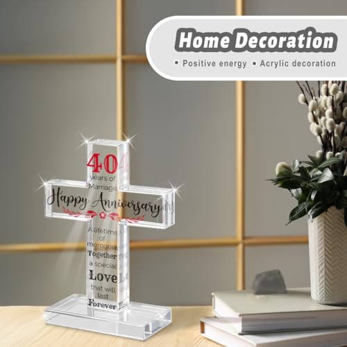 PVOPVO 40th Wedding Anniversary Religious Cross Gifts for Him Her 40 Year Anniversary Romantic Gift for Women Men Couple 40 Years of Marriage Gifts for Couple - color: 40th Anniversary