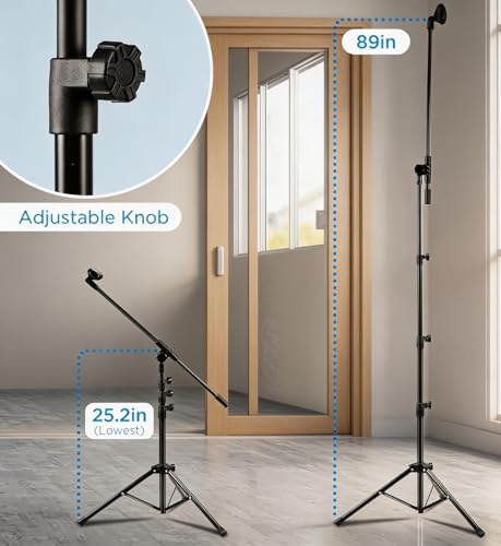Microphone Stand 2 Pack, Bietrun Tripod Mic Stand Adjustable Boom Height, with Carry Bag & Mic Clips, Detachable Boom Mic Stand for Singing Performance Wedding Stage Church