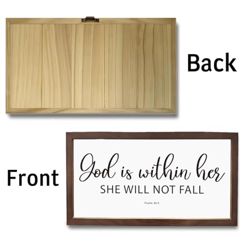 Christian Decor, God is Within Her She Will not Fall Psalm 46:5 Sign, Inspirational Christian Decor, Scripture Wall Art, Rusitc Wood Framed Sign, Bible Verse Wall Artwork - color: PSALM 46:5