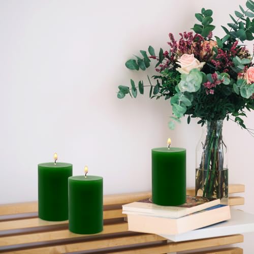 Hand Poured Unscented Dripping Pillar Candle 6 Piece Set, Home Decor, Emergency, Long Lasting Candle, Green, 2.75 “x3.25” - color: Green