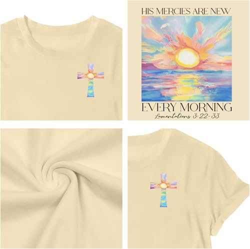 Christian Shirts for Women Bible Verse Shirt Jesus Faith T-Shirt Inspirational Religious Gift Tee Tops - color: Apricot, size: Small