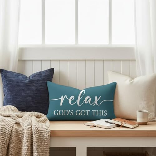 Decorative Throw Pillow Covers 12x20 Inch Set of 2 – Dusty Teal - color: Dusty Teal