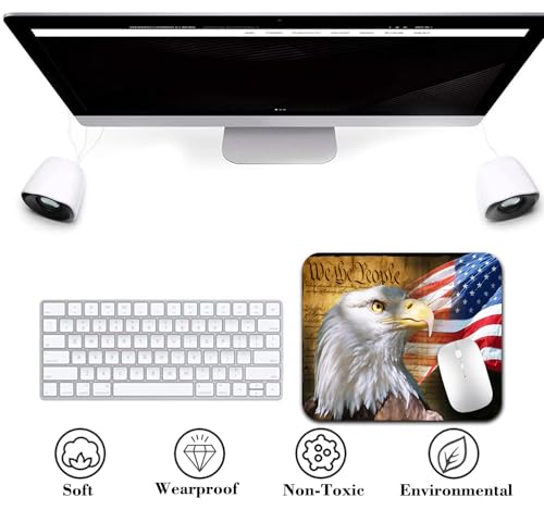 Patriotic Bald Eagle America Pride Flag Mouse Pad, We The People Desk Mat - color: Cute Colorful Art Rec4