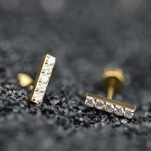XUU 20G Flat Back Stud Earrings ASTM F136 Titanium - color: gold rectangle